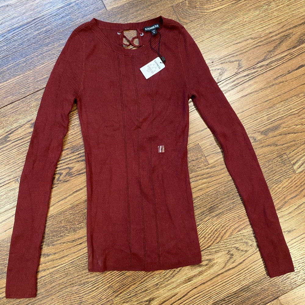 Express Red Lace back sweater